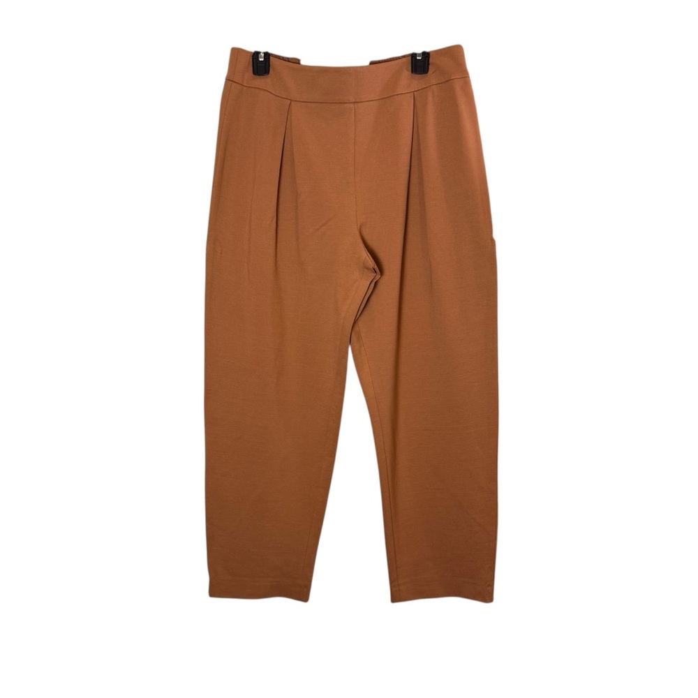 Liviana Conti Womens Caramel Lagenlook Jersey Ponte Pleated Pants sz 10